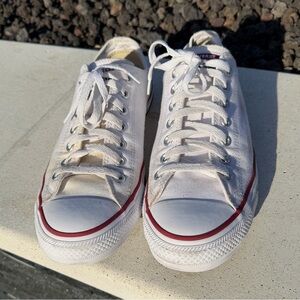 Converse White Sneakers with Red Accents